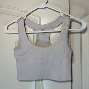 Pro-Fit Seamless Ribbed‎ Tank Top Athletic Racerback Sports Bra Gray Small